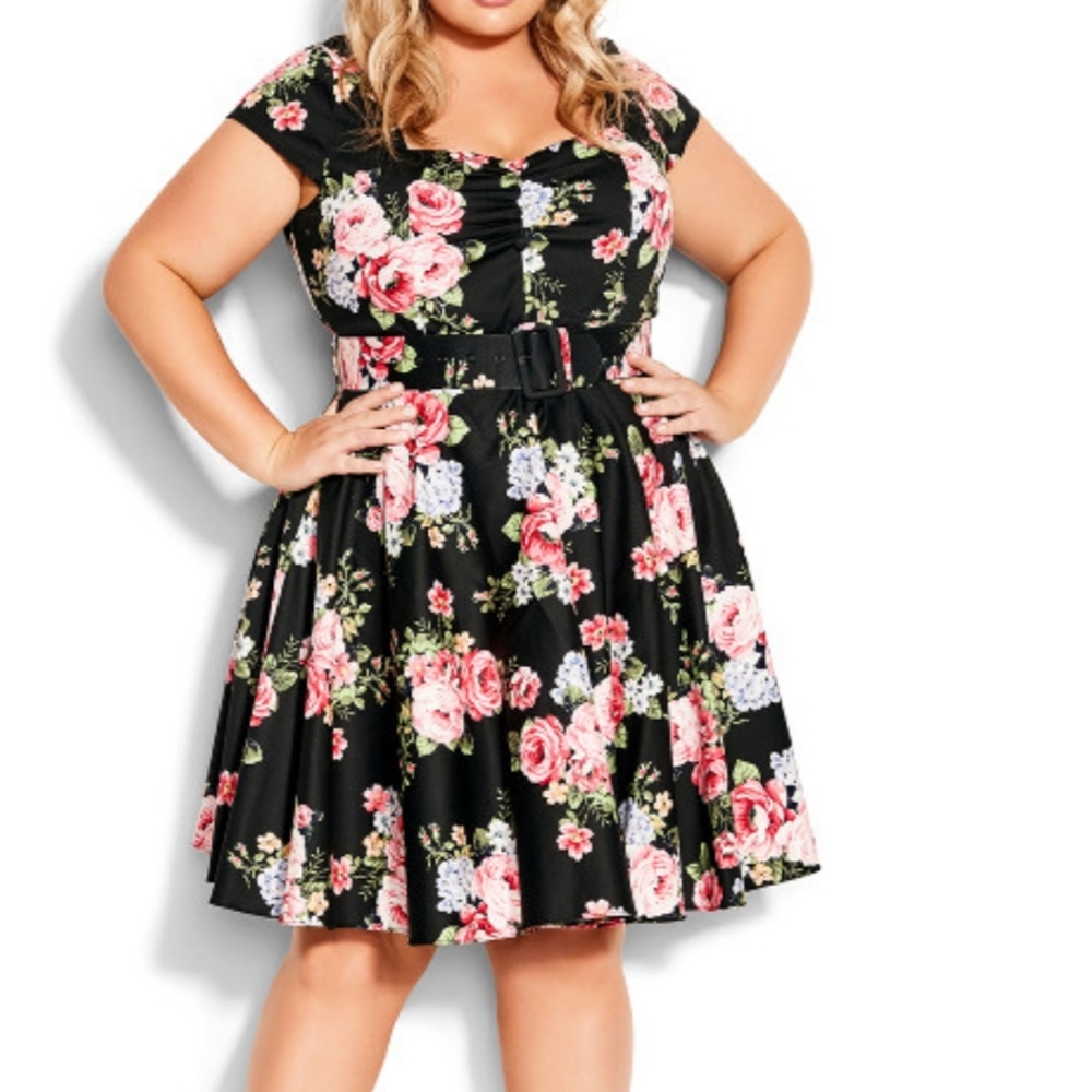 City Chic Sweet Vintage A-line Fit And Flare Dress